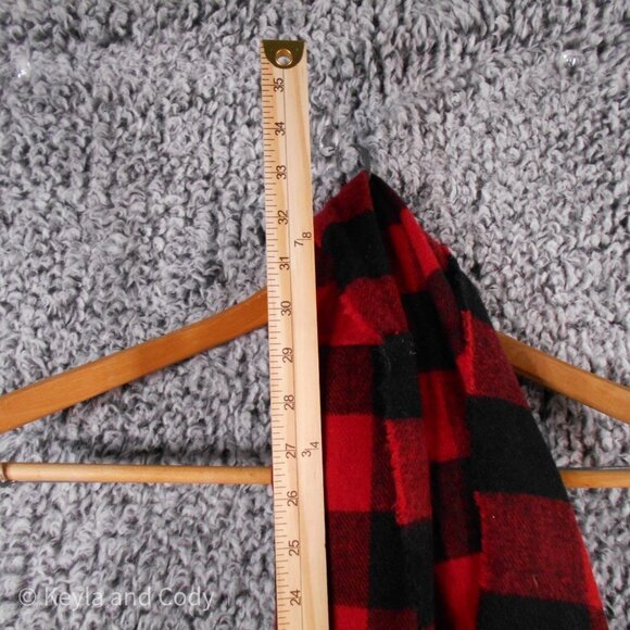 BUFFALO Plaid Infinity Scarf Wool Feel Raw Edge Red and Black - Picture 3 of 6